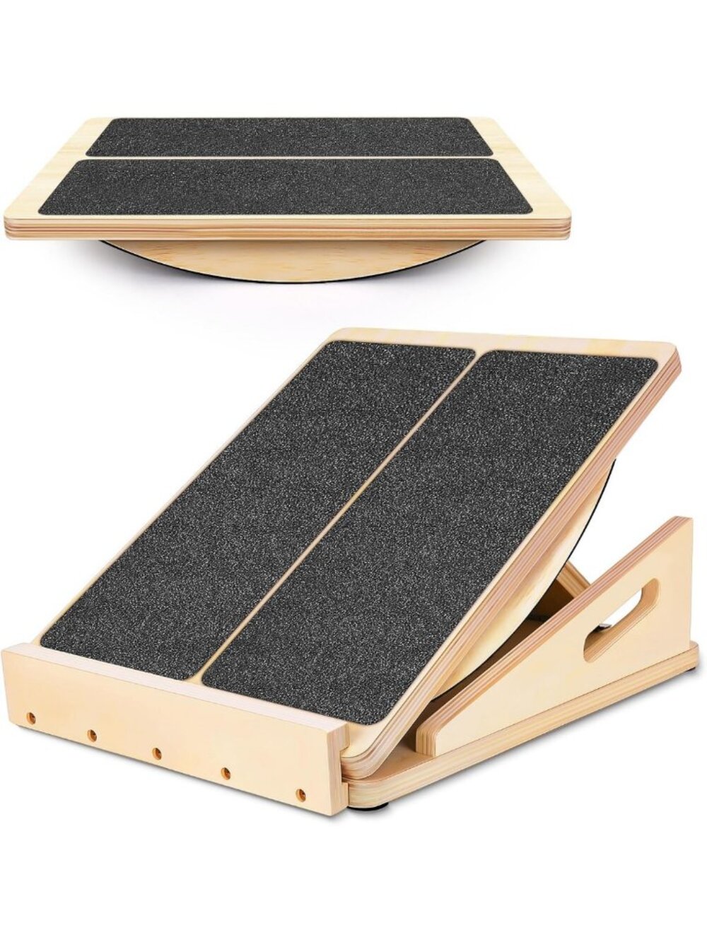 2-in-1 Wooden Balance & Slant Board - Adjustable Incline & Calf Stretcher for